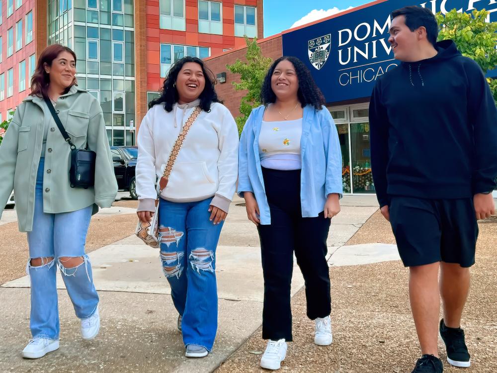 Students walking on Chicago Campus